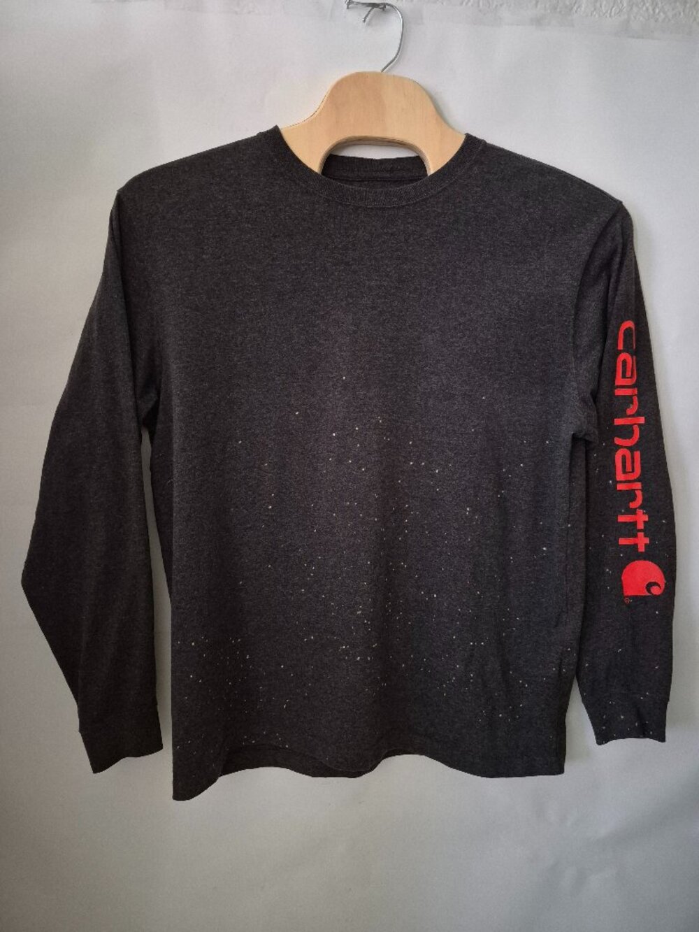 Carhartt Mens L Original Fit Gray Paint Splatter Neon Logo Long Sleeve T-Shirt